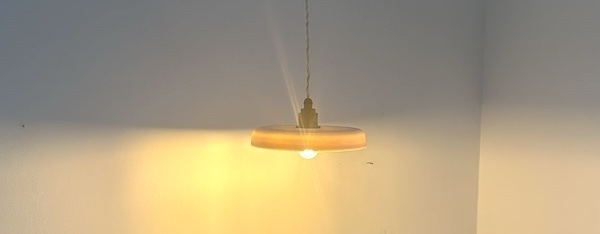 een hanglamp, op bestelling gemaakt voor pantoufle te rotterdam